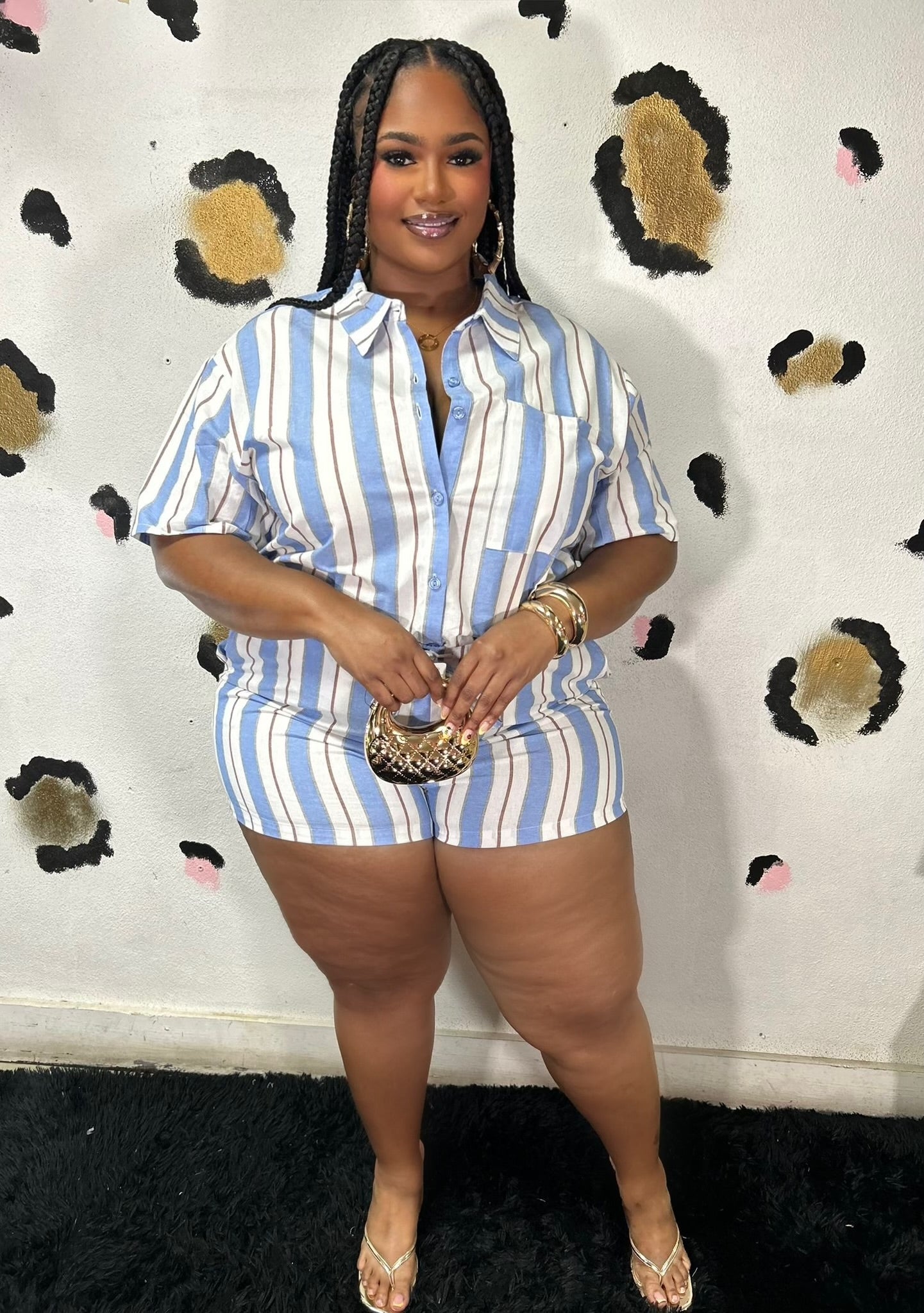 Stripe Me Down Pant Set Plus Main image
