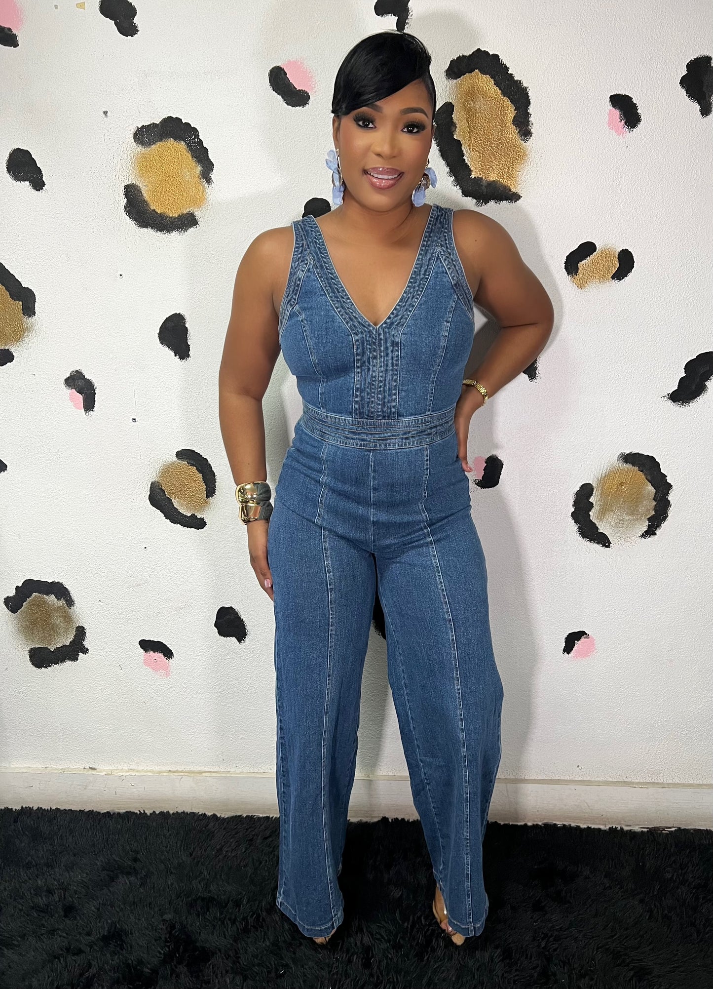 Denim Check Jumpsuit